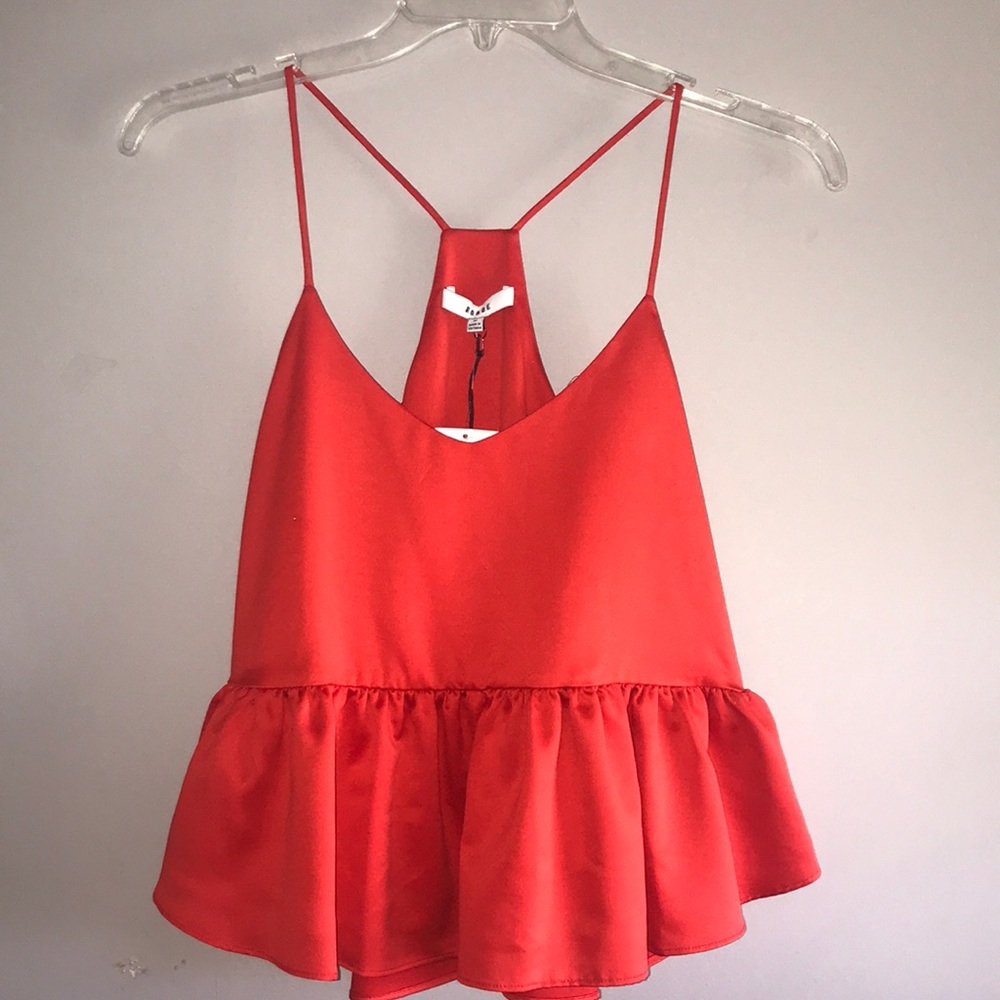 red ‘satin/silk’ tanktop